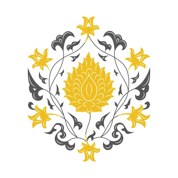 Oryantal çiçek desenli, sarı.