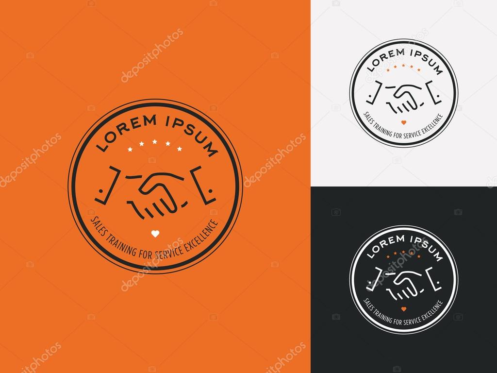 Sales consultant, sales trainer or mystery shopper company logo. Customer satisfaction, partnership and service excellence symbol.