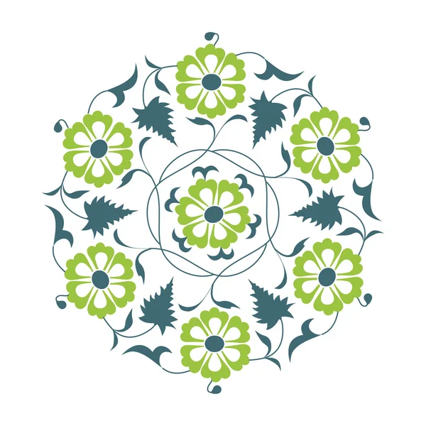 01 blommigt mönster grön — Stock vektor