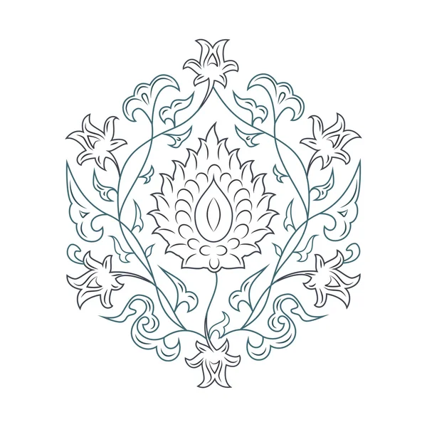 03 Modèle floral lineart bleu — Image vectorielle