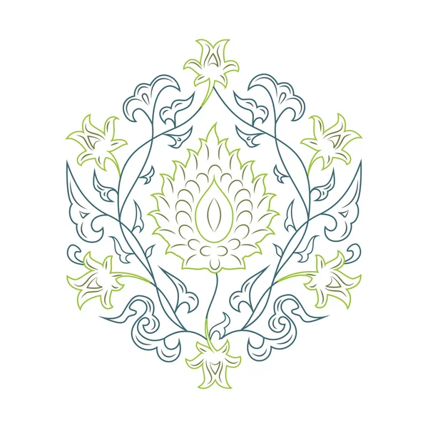 03 Квітковий візерунок лінійки зелений — стоковий вектор