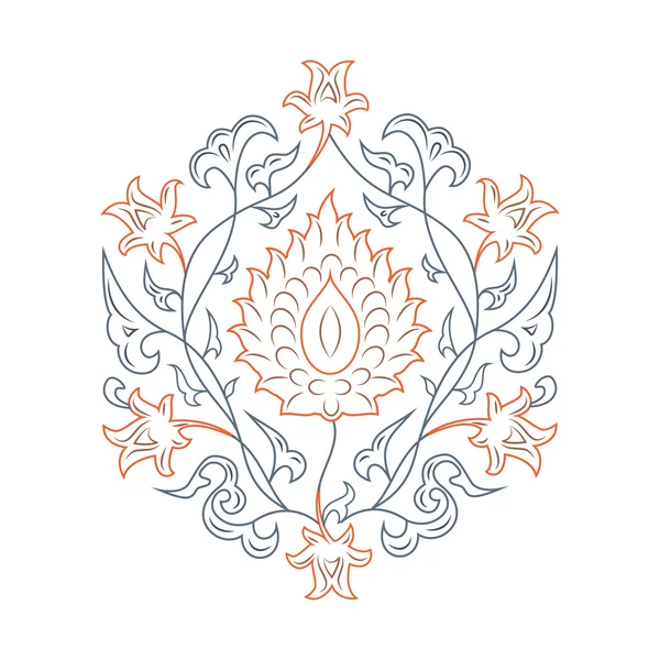 03 blommönster lineart orange — Stock vektor