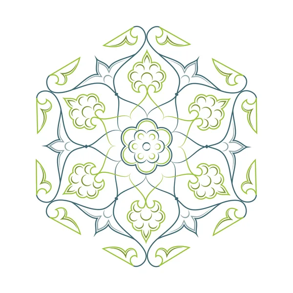 02 Modèle floral lineart vert — Image vectorielle