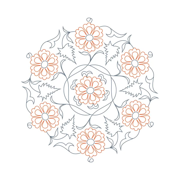 01 Ligne de motif floral orange — Image vectorielle