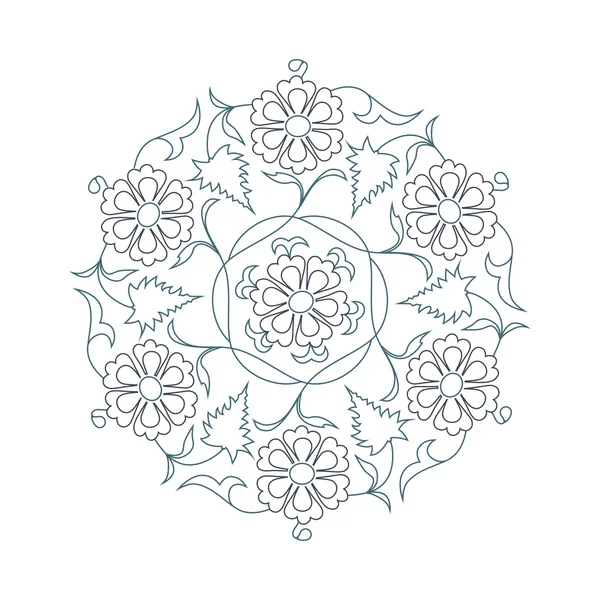 01 Ligne de motif floral bleu — Image vectorielle