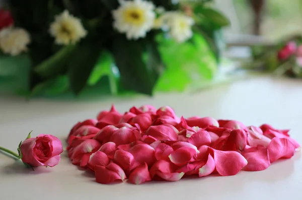 Pembe Gül ve gül yaprakları