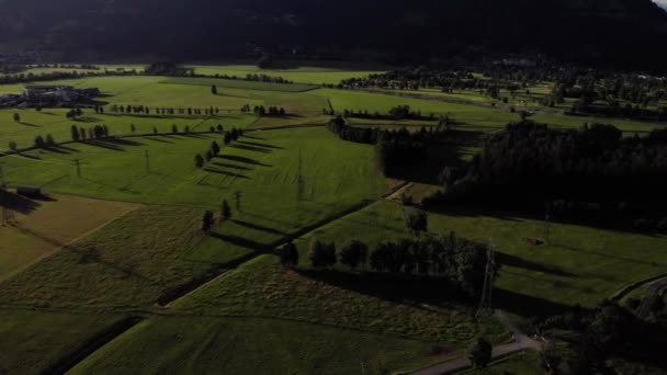 Paisaje Verde Pradera Día Verano Kaprun Salzburgo Austria Aéreos — Vídeo de stock