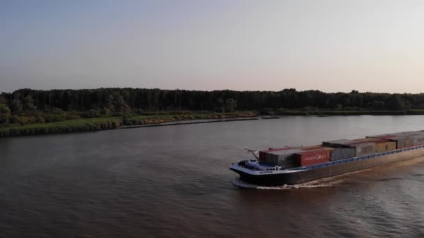 Flyg Port Och Framåt Bow View Cargo Ship Devotion Going — Stockvideo