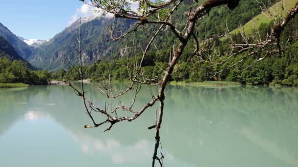 Scenario Sereno Del Lago Delle Montagne Verdi Klammsee Kaprun Austria — Video Stock
