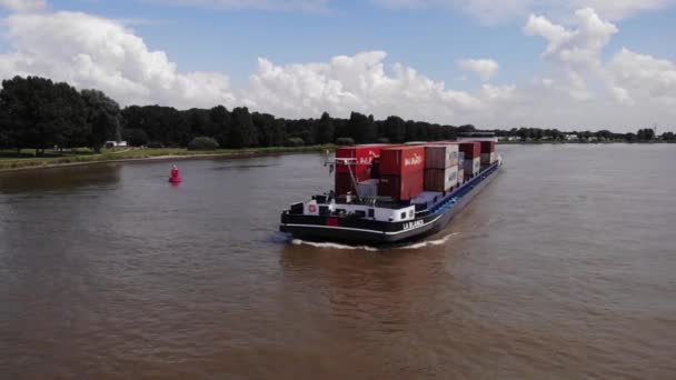 Vue Aérienne Avant Blanca Cargo Ship Sur Navigation Oude Maas — Video