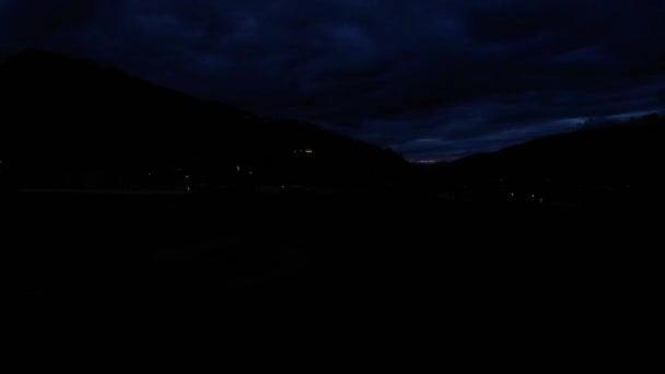 Flygfoto Night Time Silhouette View Alps Kaprun Österrike — Stockvideo