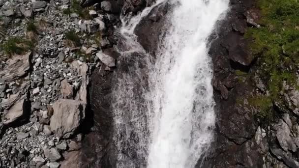 Silný Proud Vody Gosnitz Vodopád Stausee Wasserfallboden Kaprunu Rakousko Anténa — Stock video