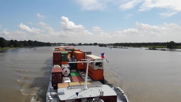 Luchtfoto Aan Andere Kant Van Boeg Van Vigila Vrachtschip Reis — Stockvideo