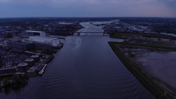Tidvattenfloden Noord Mellan Städerna Västra Nederländerna Antenner — Stockvideo