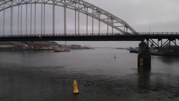 Dramática Vista Del Puente Del Río Noord Hendrik Ido Ambacht — Vídeos de Stock