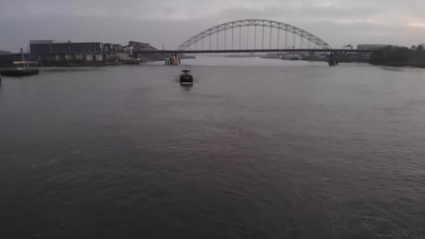 Prise Vue Aérienne Porte Conteneurs Sur Noord Tôt Matin — Video