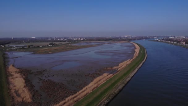 Empty Waterways Noord River City Landscape Background Daytime South Holland — Vídeo de Stock