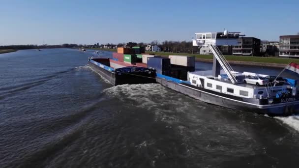 Olanda Bandiera Sventolando Nel Vento Sul Retro Della Chiatta Con — Video Stock