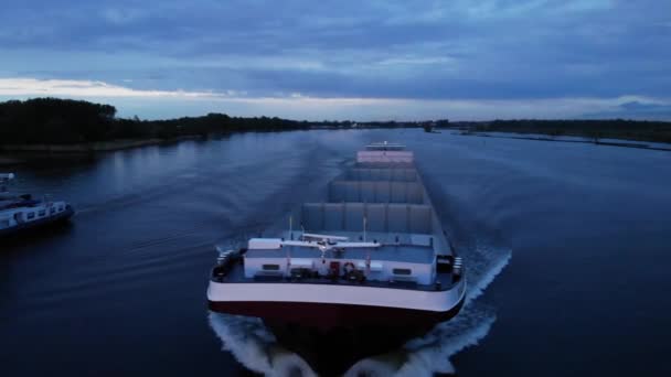 Barge Vide Factofour Navire Croisière Oude Maas River Aux Pays — Video