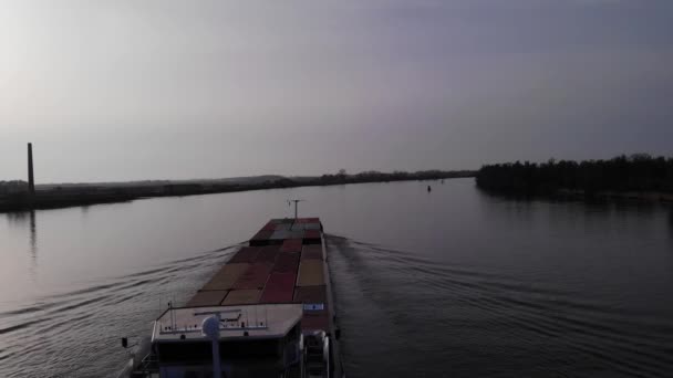 Корабель Scopus Barge Loaded Intermodal Container Vehicle Peaceful Oude Maas — стокове відео