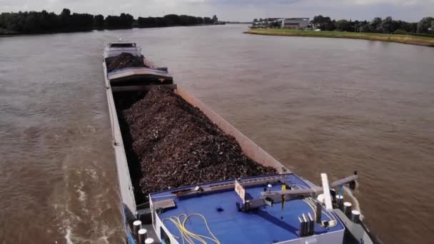 Aerial View Bow Finn Lucas Deymann Cargo Ship River Noord — Stock Video