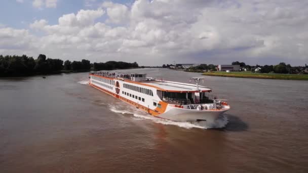 Vol Aérien Dessus Proue Navire Croisière Vistastar River Cruise Ship — Video