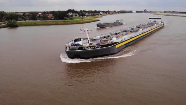Framåt Bow Och Port Side Stanleystad Tanker Reser Längs Floden — Stockvideo