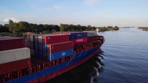 2009 Containers Goods Transported Cargo Ship River Netherlands — 비디오