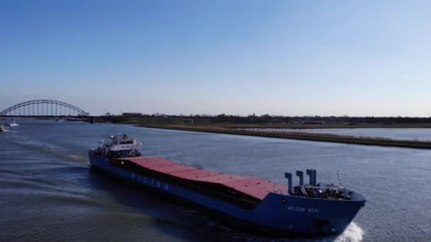 Wilson Waal General Cargo Ship Commodities Sailing Noord River South — Video Stock