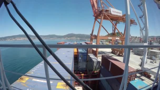 Timelapse Las Operaciones Carga Puerto Vigo — Vídeo de stock