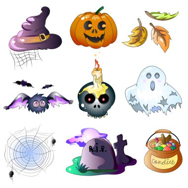 Cadılar Bayramı simgeler vektör