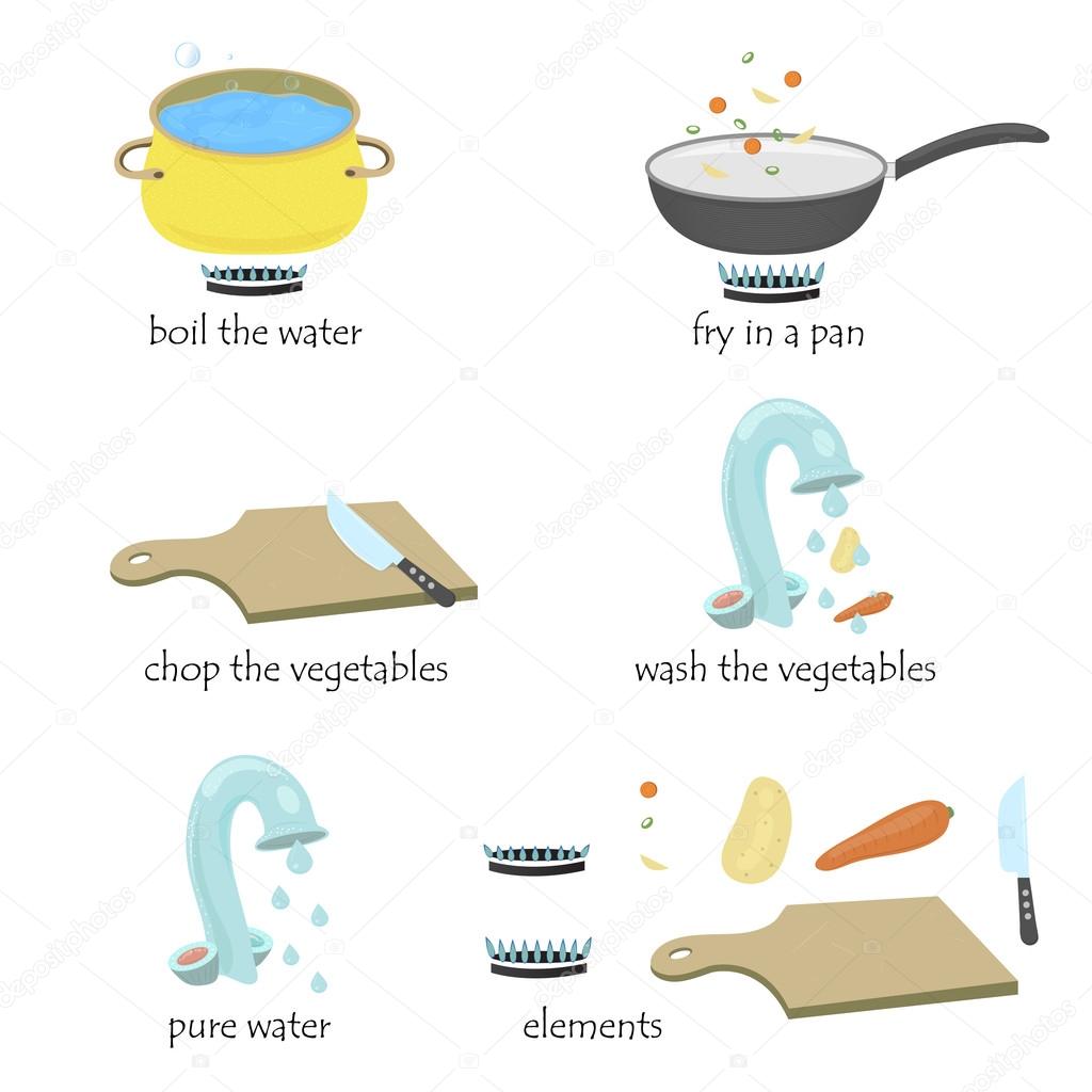 Stages of cooking (Vector).