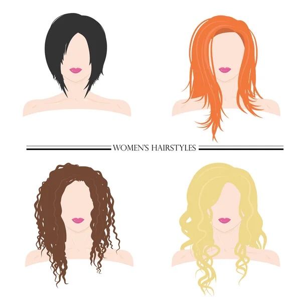 Women's hairstyles. Types of female hairstyles. — Stock Vector