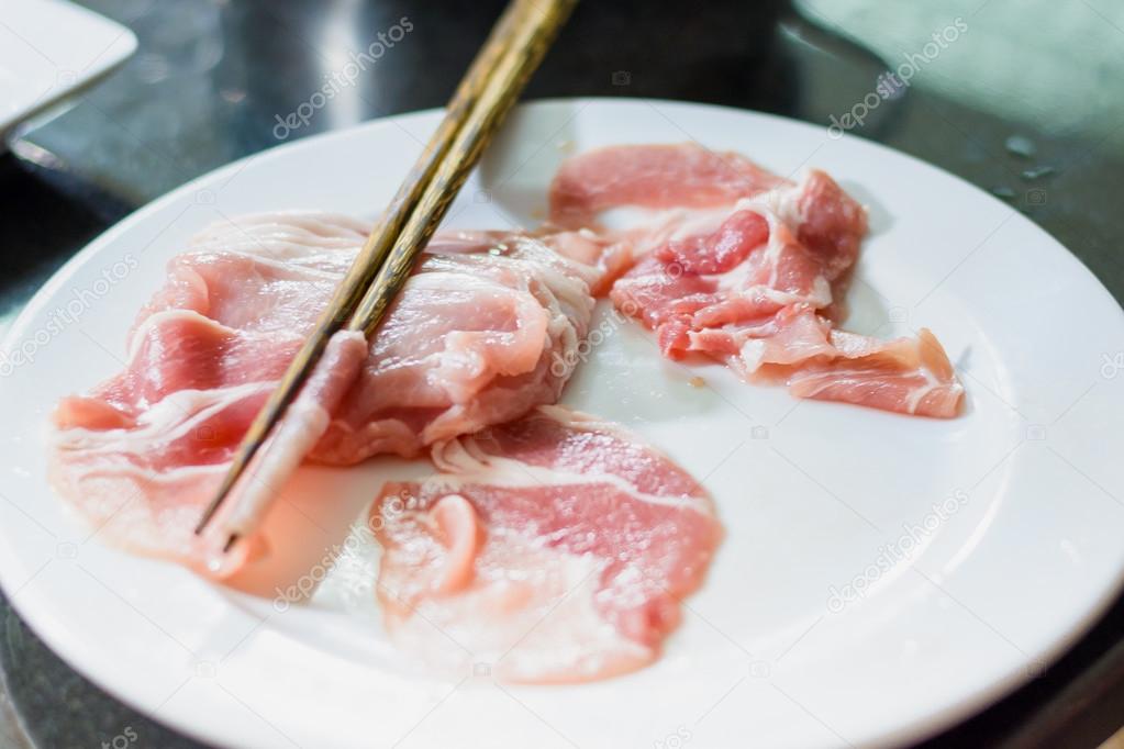 sliced pork meat