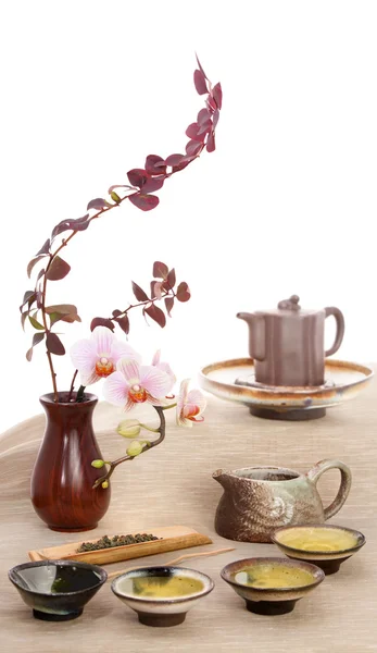 Tè verde e fiori — Foto Stock