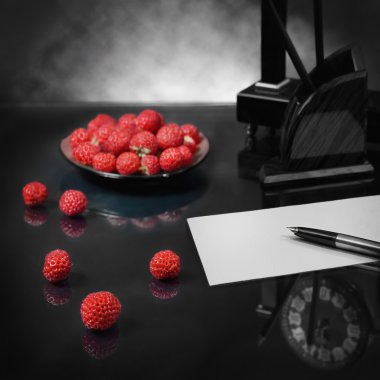 Still life with strawberry Love confession clipart