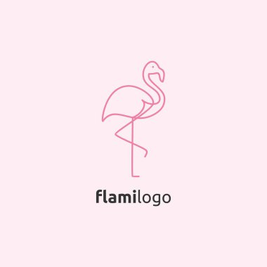 Logo ilhamları için flamingo çizgisi vektör simgesi