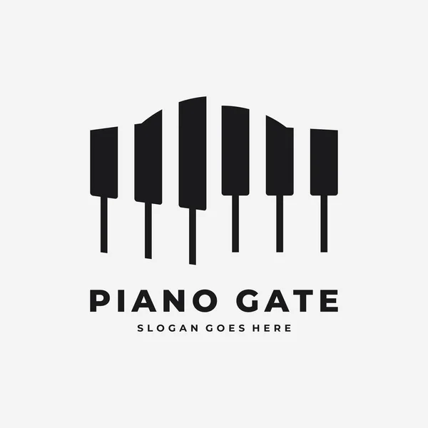 Piyano Kapı Müzik Vektör Logosu Tasarım Ilhamı — Stok Vektör