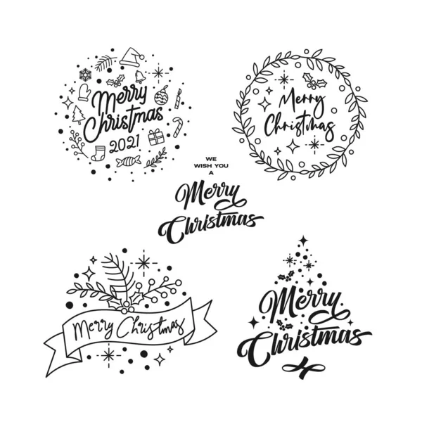 Illustration Weihnachtliches Element Mit Typografischem Vektorset Logo Sammlung Stockvektor