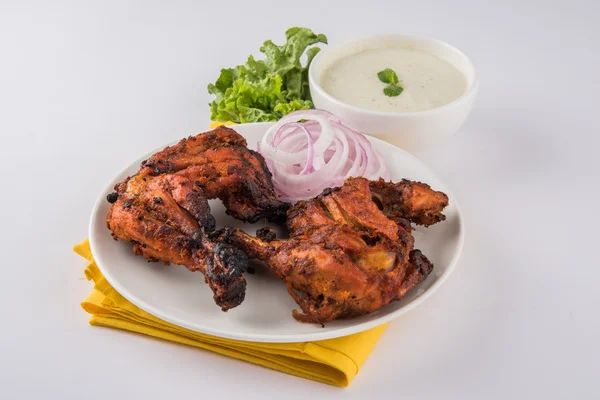 tandoori chicken leg, Tandoori Chicken , Indian spicy food, Delicious Tandoori chicken leg piece with Salad, India