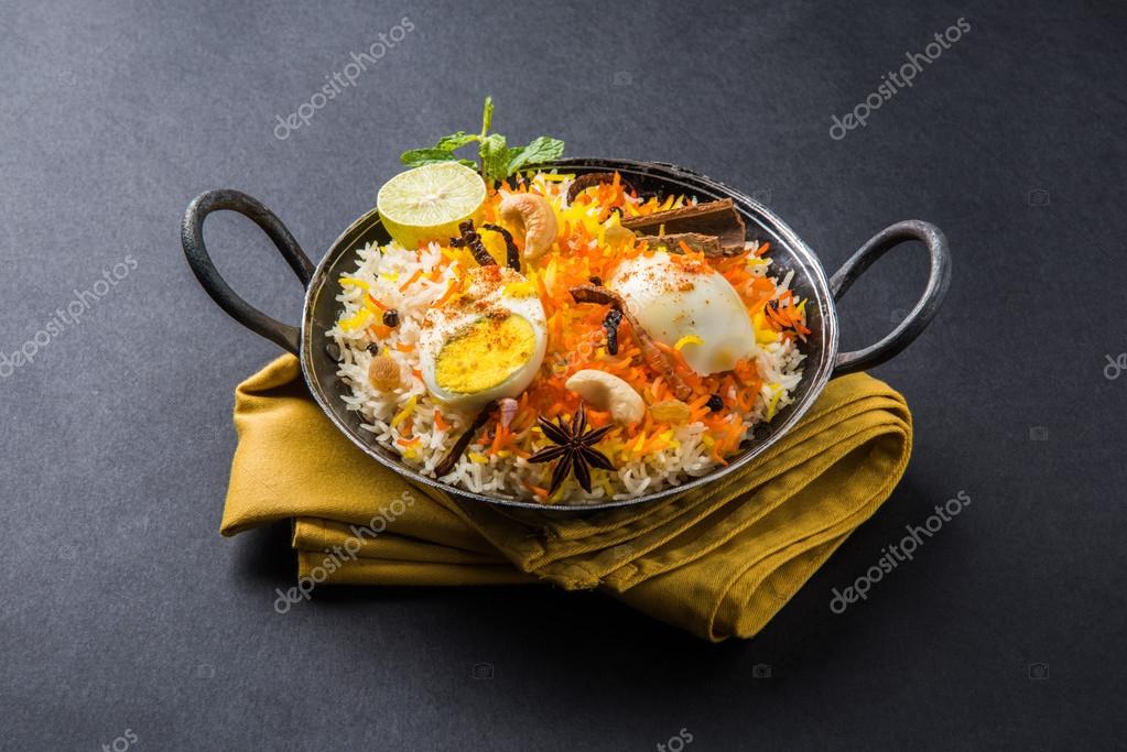 Basmati rice slowly cooked with Masala roasted egg and spices served in