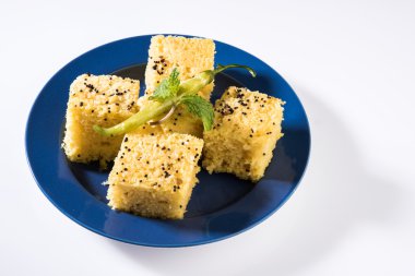 dhokla hint gıda, Gujarati Khaman Dhokla veya Buğulanmış Gram Un Snack, Hint Gıda