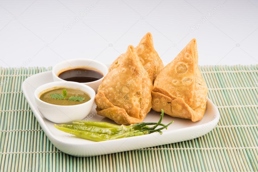 Vegetable samosa, indian snacks Stock Photo by ©stockimagefactory.com