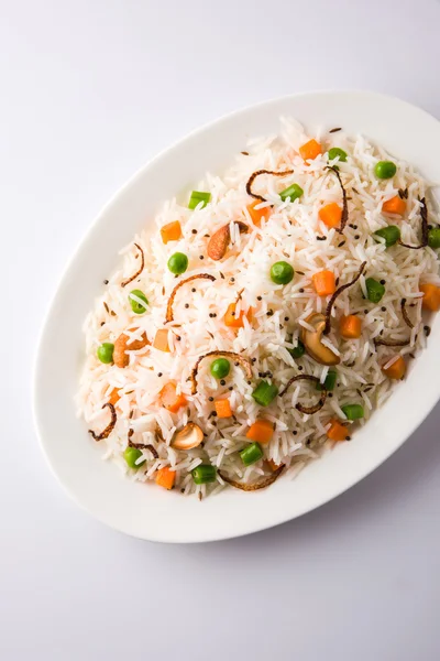 Indian veg biryani, veg pulav, Indian vegetable pulav, Biriyani, vegetable Biriyani — Stock Photo, Image