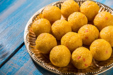 Hint tatlılar bundi laddu veya motichur laddu veya motichoor laddu, seçici odak