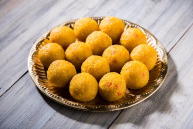 Hint tatlılar bundi laddu veya motichur laddu veya motichoor laddu, seçici odak