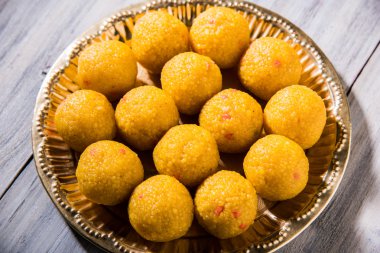Hint tatlılar bundi laddu veya motichur laddu veya motichoor laddu, seçici odak