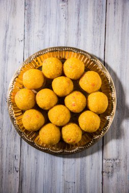Hint tatlılar bundi laddu veya motichur laddu veya motichoor laddu, seçici odak