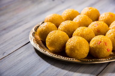 Hint tatlılar bundi laddu veya motichur laddu veya motichoor laddu, seçici odak