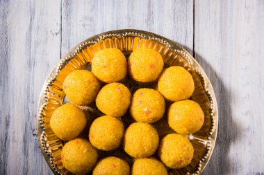 Hint tatlılar bundi laddu veya motichur laddu veya motichoor laddu, seçici odak